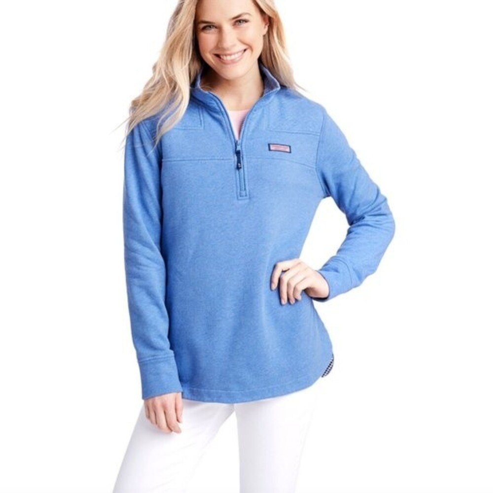 Vineyard Vines Quilted Pullover, Shep Shirt, Blue Purple Periwinkle, Size SMALL